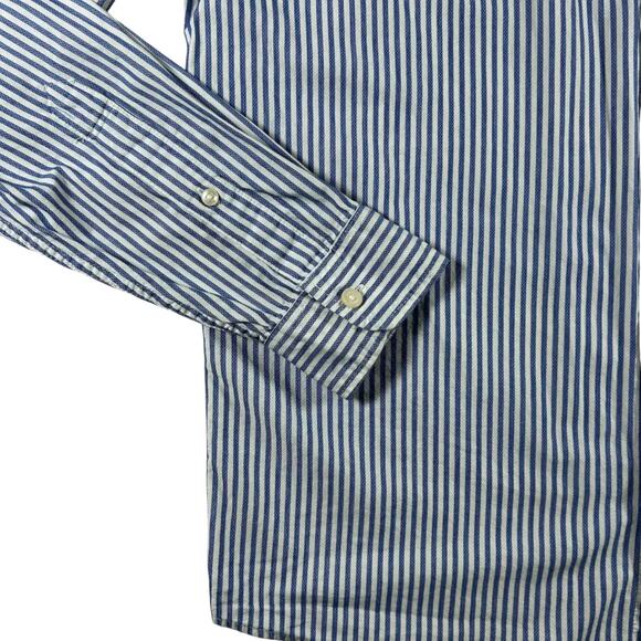 Hollister - Blue Striped Men's Long Sleeve Button Up Shirt - Size: Large - Picture 8 of 9